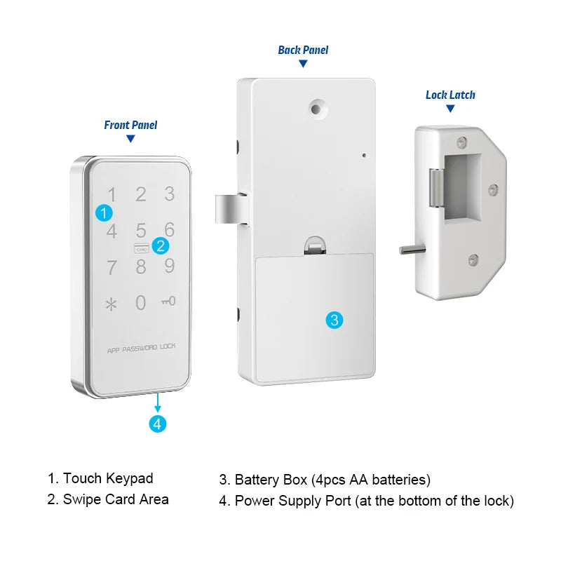 Digital electronic lock Smart lock intelligent ttlock App RFID Password code Locker cabinet lock Vue