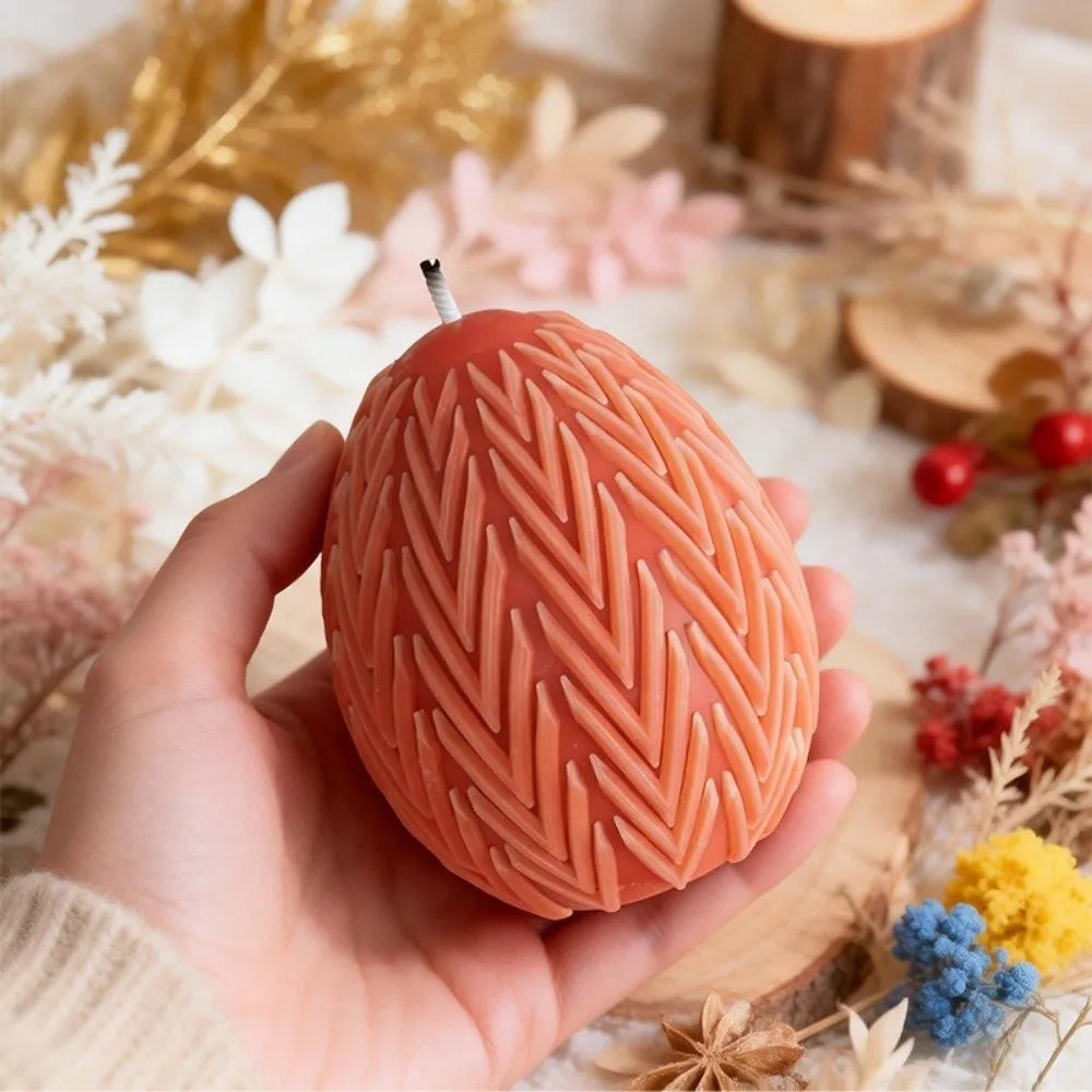 Striped Pattern Easter Geometric Eggs Mold Handmade Craft Heat Resistant Silicone Candle Mold Non-Stick Flexible Cement Mold Vue