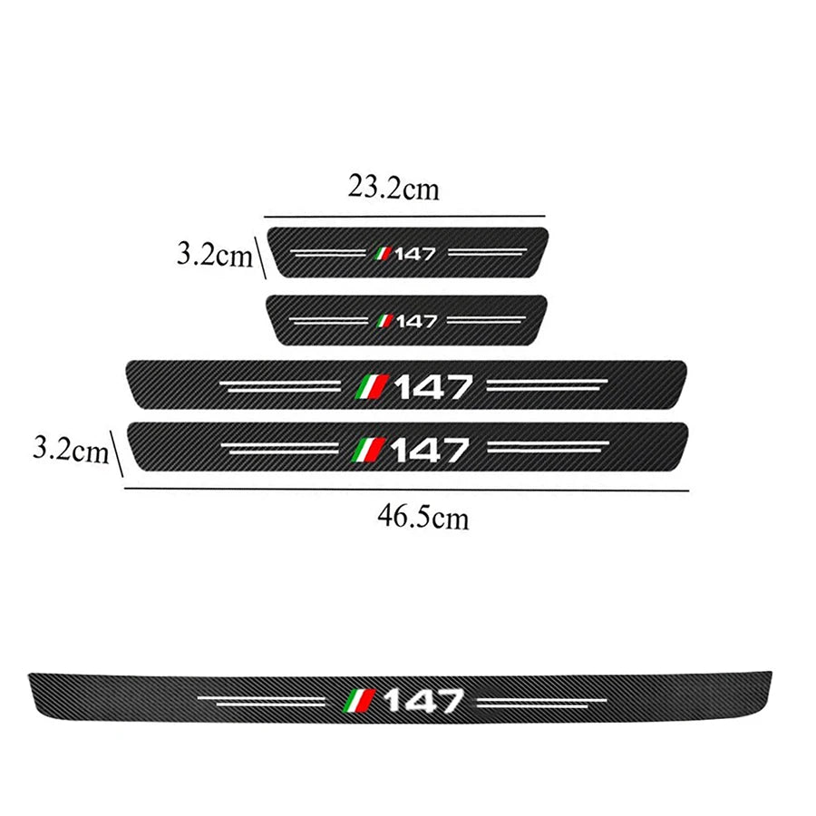 Carbon Fiber Car Door Sticker Styling Fit For Alfa Romeo 147 156 159 Car Rear Trunk Door Edge Threshold Decals Protective Film Vue 5pcs-147