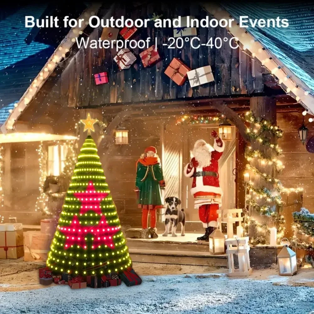7Ft 400LEDs LED Fairy Lights Smart Bluetooth Christmas Tree Lights DIY Animated Color with Star Topper for Party Christmas Decor Vue