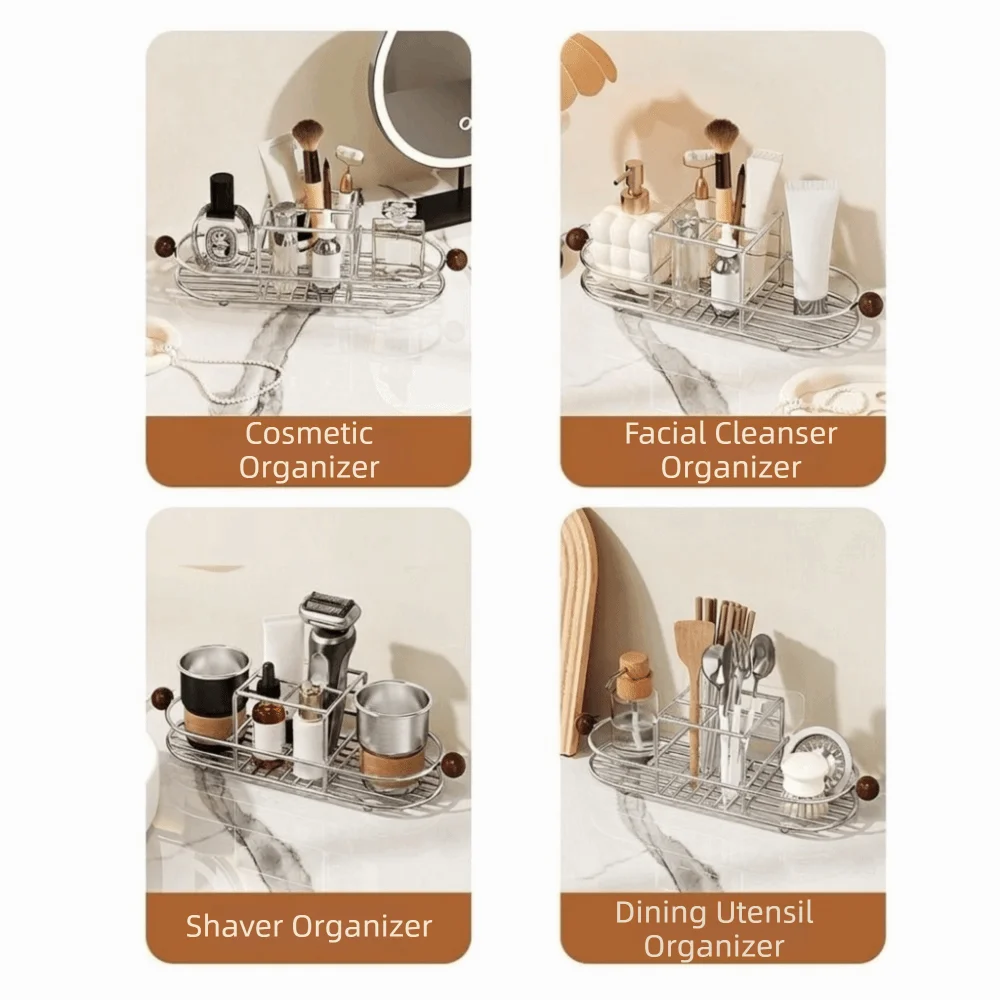 Durable Stainless Steel Toothbrush Holder Waterproof Quick Dry Toothpaste Rack Space Saving Rustproof Mouthwash Cup Rack Kitchen Vue