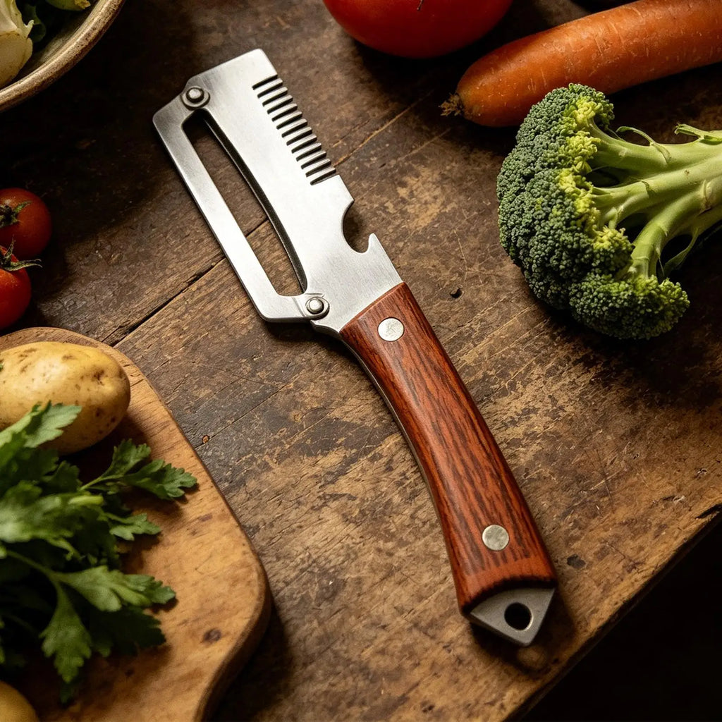 Stainless Steel Non-Slip Multifunctional Vegetable Peeler, Portable Fruit & Potato Slicer for Carrots, Cucumbers & Kitchen Use Vue