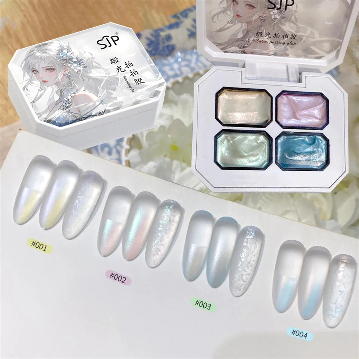 1pc 4-color satin light patting gel nail polish oil gel no wash halo dyeing pearl aurora color painting gel nail art creation Vue