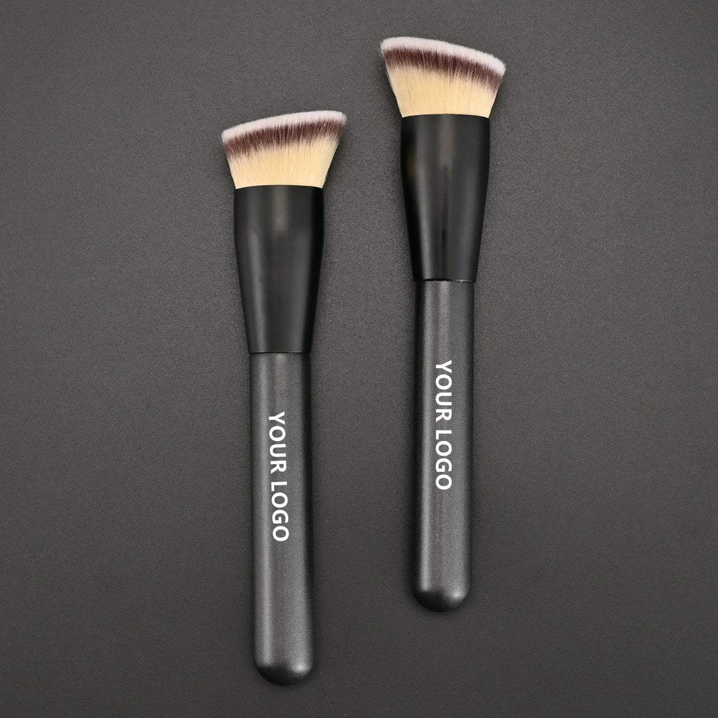 Professional Angle Foundation Makeup Brush Custom Logo Synthetic Hair For Liquid Cream Powder Emulsion Contouring Face Brush Vue