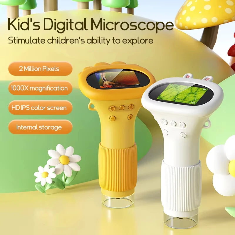 Kids Microscope 1000x Magnifier Microscope 200 Megapixels With LED Photo Video Function Educational Toys Science For Children Vue