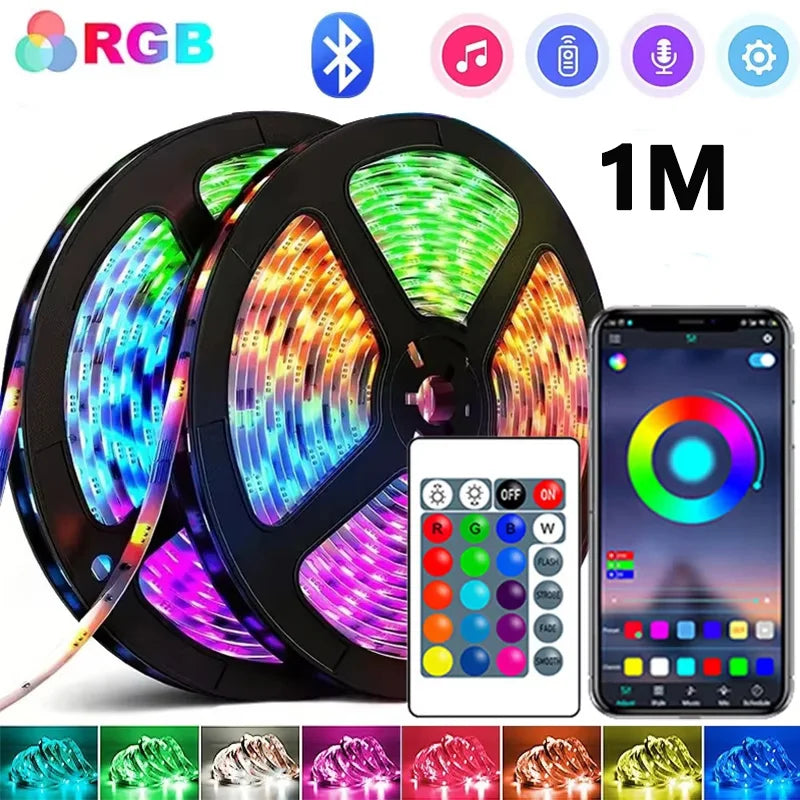 1M-30M RGB LED Strip Light Bluetooth APP Control Color Changing Light Flexible LED Lamp Tape For TV BackLight Room Decoration Vue RGB 1M