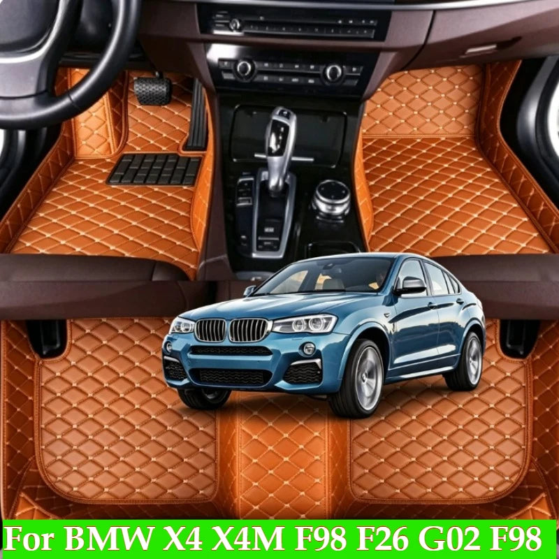Custom Car Floor Mats For BMW X4 X4M F98 F26 G02 F98 2013-2026 All Weather Carpet Accessories Anti-Slip Auto Foot Leather Vue trunk mat X4 M F98 19-26