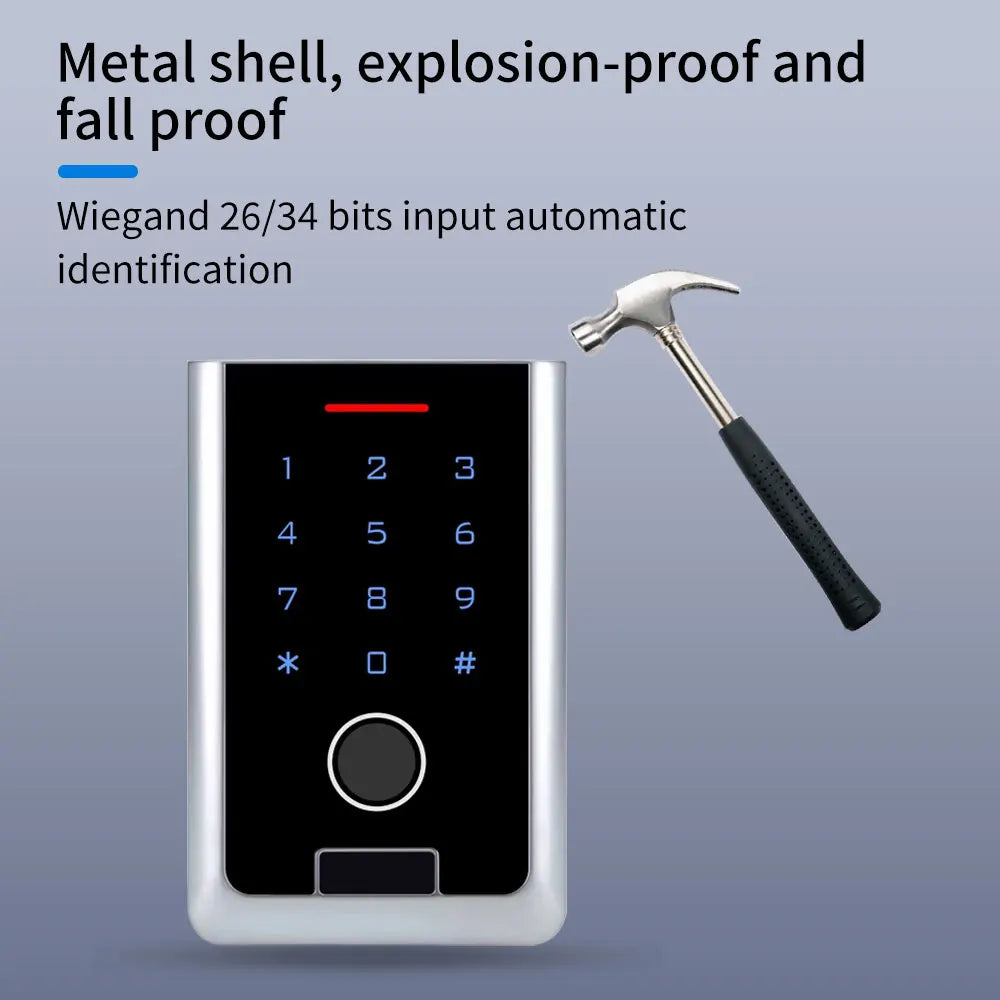 Metal Tuya Smart Home 2.4G WIFI RFID Fingerprint Access Control Keypad Wiegand Reader 26-44 56 support Admin Card Door Contact Vue