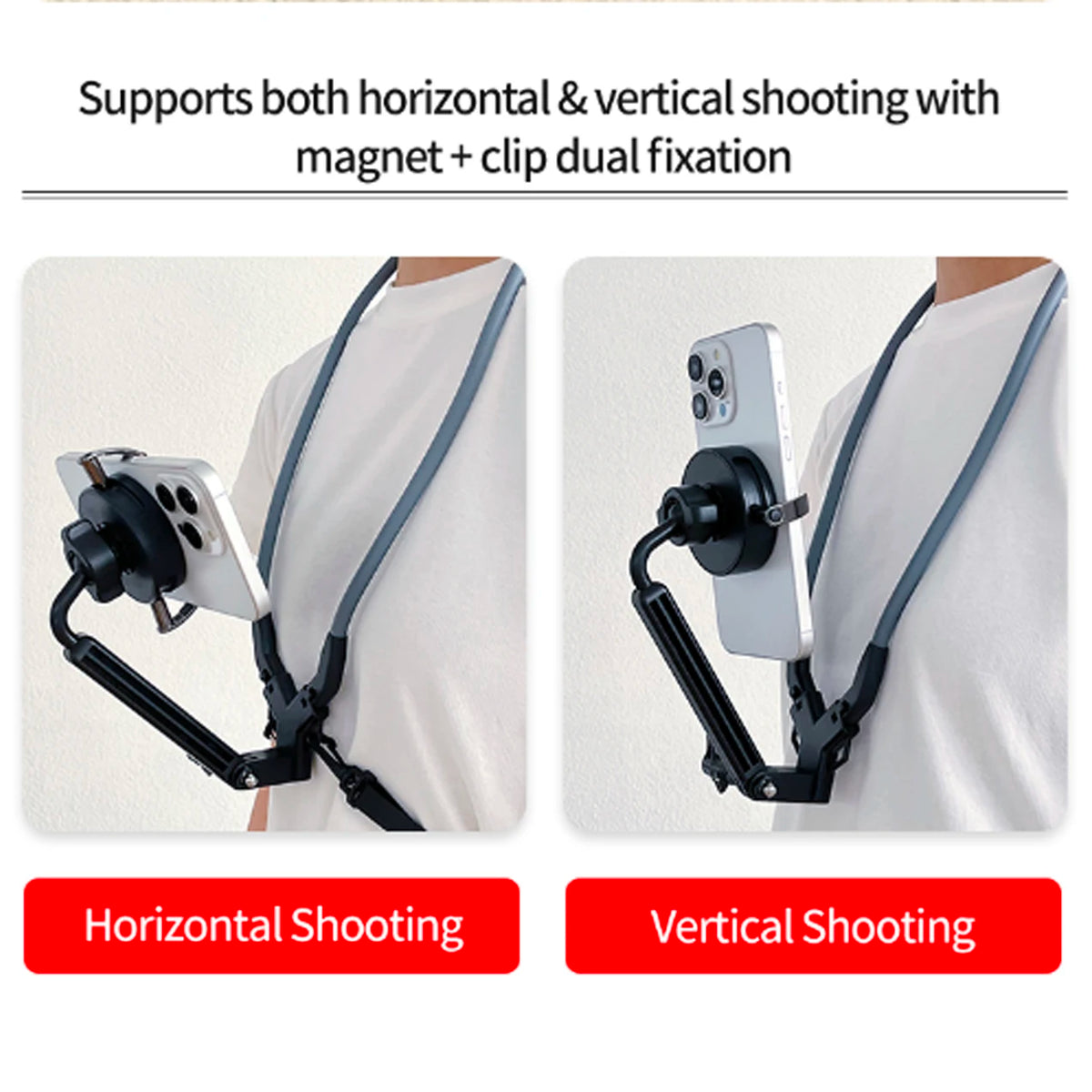 Magnetic Neck Phone Holder First Person View Bracket Hands Free Wearable Neck Mount Stand for Running Cycling Outdo Vue