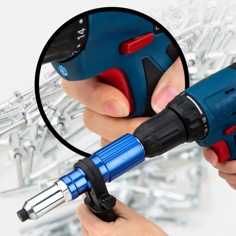 New Electric Rivet Gun Adapter 2.4mm-4.8mm Rivet Nut Gun Drill Adapter Cordless Riveting Tool Insert Nut Pull Rivet Insert Tool Vue