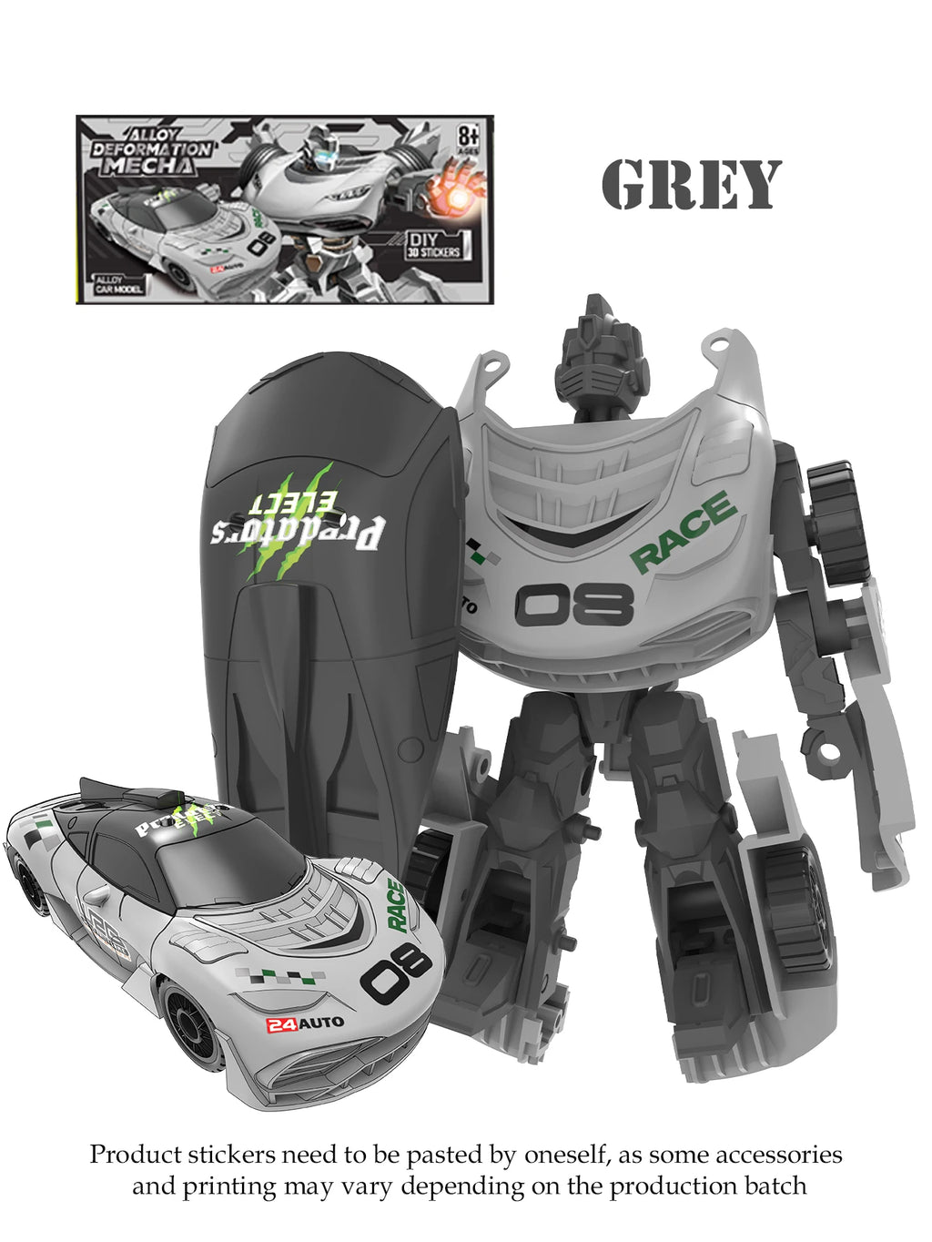 Deformation Robots Toys, Mini Car Robot Action Figures 2 Modes Alloy Action Figure Toys Gitfs for Boys and Girls Vue GRAY