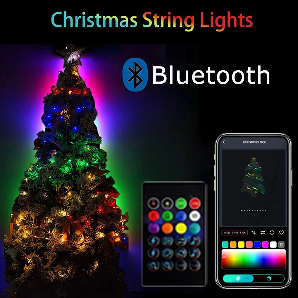 USB RGBIC Smart String Lights, App-Controlled LED Decorative Lights, DIY Color-Changing, Music Sync, Christmas Decorations Vue