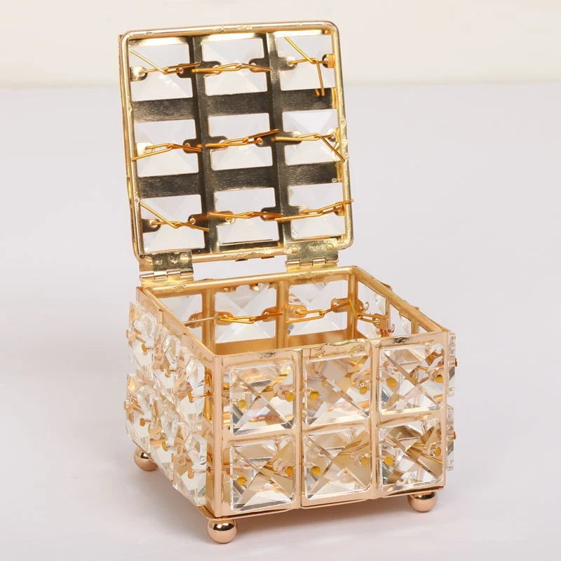 Crystal Jewelry Box European Earring Organizer Case Table Decor Party Centerpiece Display For Women Teens Birthday Xmas Gift Vue