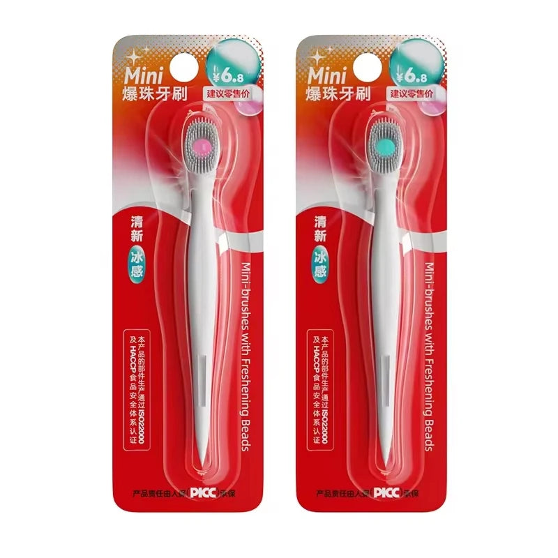 Mini-brushes with Freshening Beads Toothpaste Mint/Peach Flavor Portable Disposable Toothbrush Head Toothpick 1pc/5pc/10pcs Vue