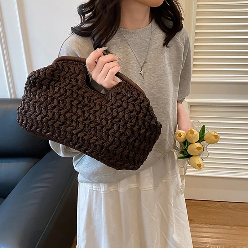 Summer Beach Bag Women Clutch Luxury Designer Straw Bags Tote Handbag