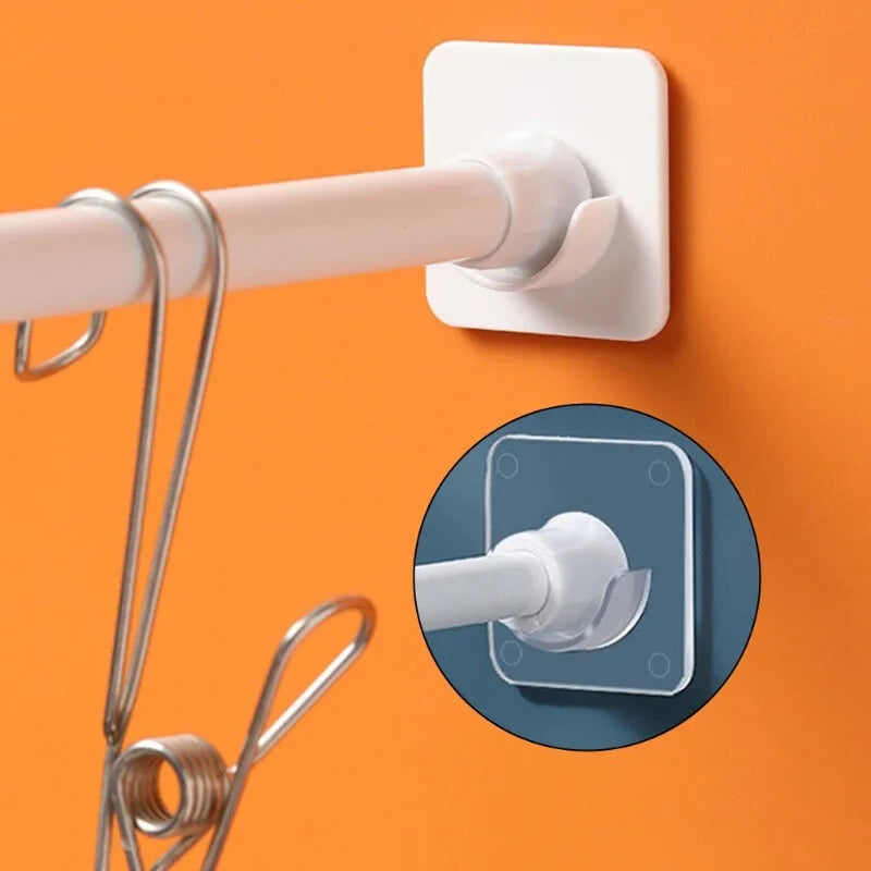 Strong Curtain Rod Bracket Holders Hooks Self-adhesive Rod Holder Clothes Rail Bracket Toilet Home Bathroom Accessories Vue