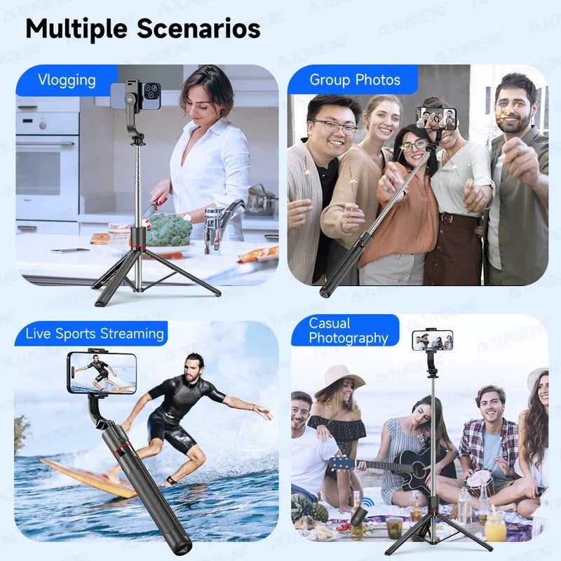 F15 Selfie Stick Tripod – Bluetooth Remote & LED Fill Light Selfie Stick Tripod Vue