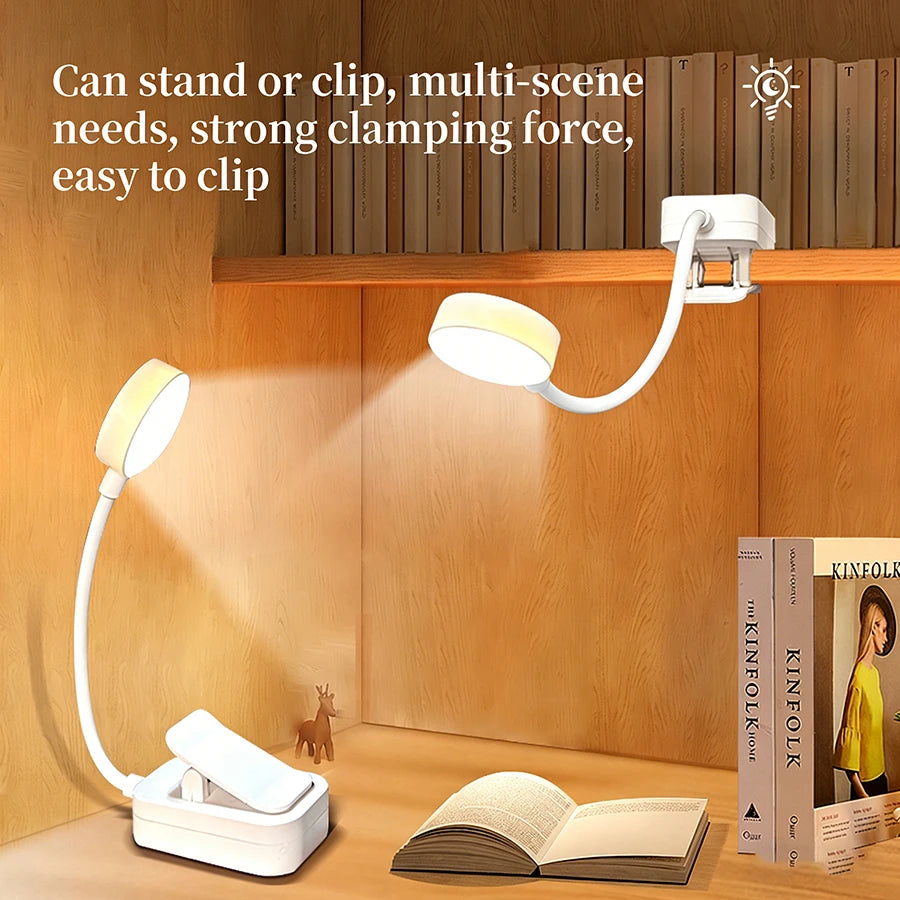 3 Color LED Night Light Rechargeable Book Reading Light Lamp for Reading in Bed Eye Caring Adjustable Brightness Temperatures Vue