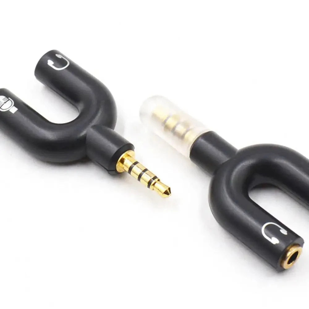 3.5mm Headphone Mic Splitter Adapter U-shaped Stereo 3.5mm 1 To 2 Audio Splitter Adapter for PS4 PC Laptop Ear Headset Cables Vue