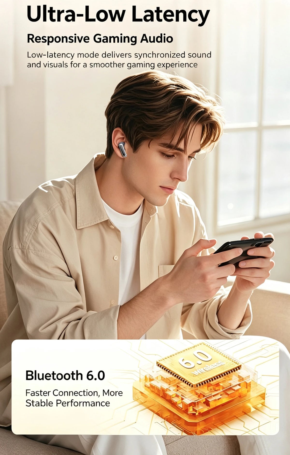 KC-902 Bluetooth V6.0 Earphones TWS in-Ear Wireless Headphones AI Translator Earbuds comfortable Ultra-light Earbuds Vue