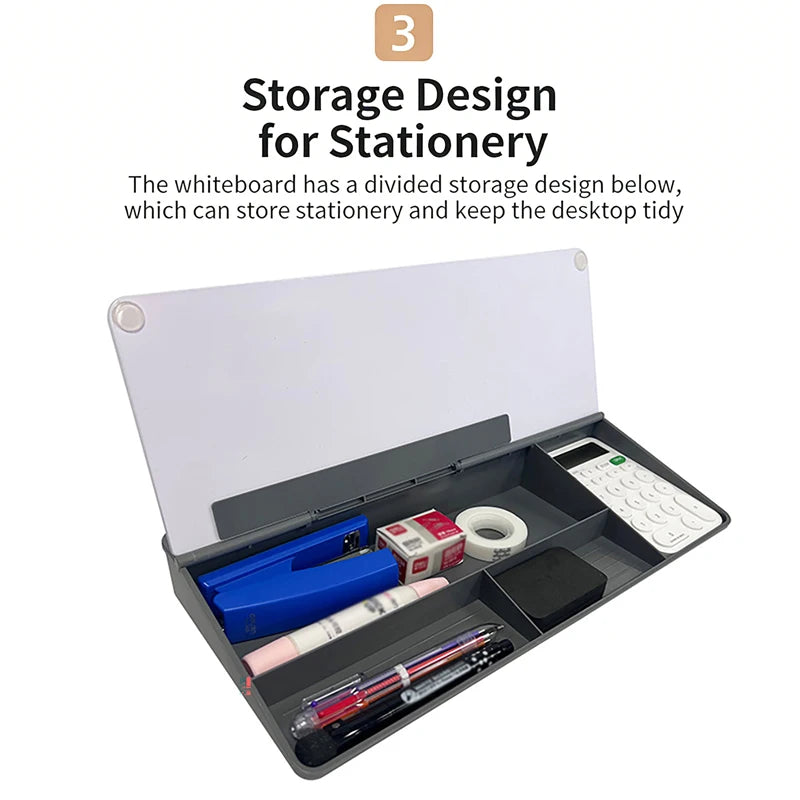 Desktop Whiteboard with Invisible Storage Smooth Writing Blackboard Glass Whiteboard Office Notes White Board with Card Slots Vue