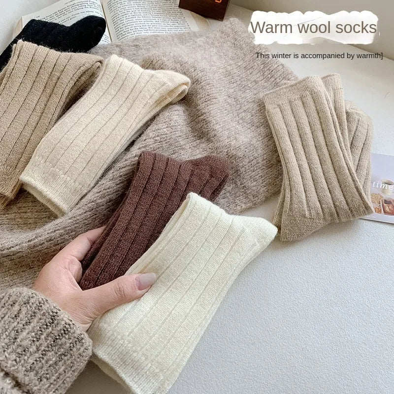 1-10Pairs Winter Warm Socks Thickened Solid Color Mid Calf Soft Breathable Thermal Cozy Crew Socks for Cold Weather Daily Wear Vue