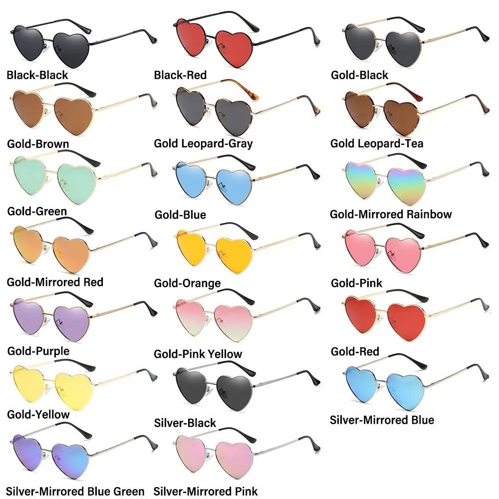 Women Fancy Accessories Metal Frame Heart Sun Glasses Shades 90s Glasses Heart-Shaped Sunglasses Vue