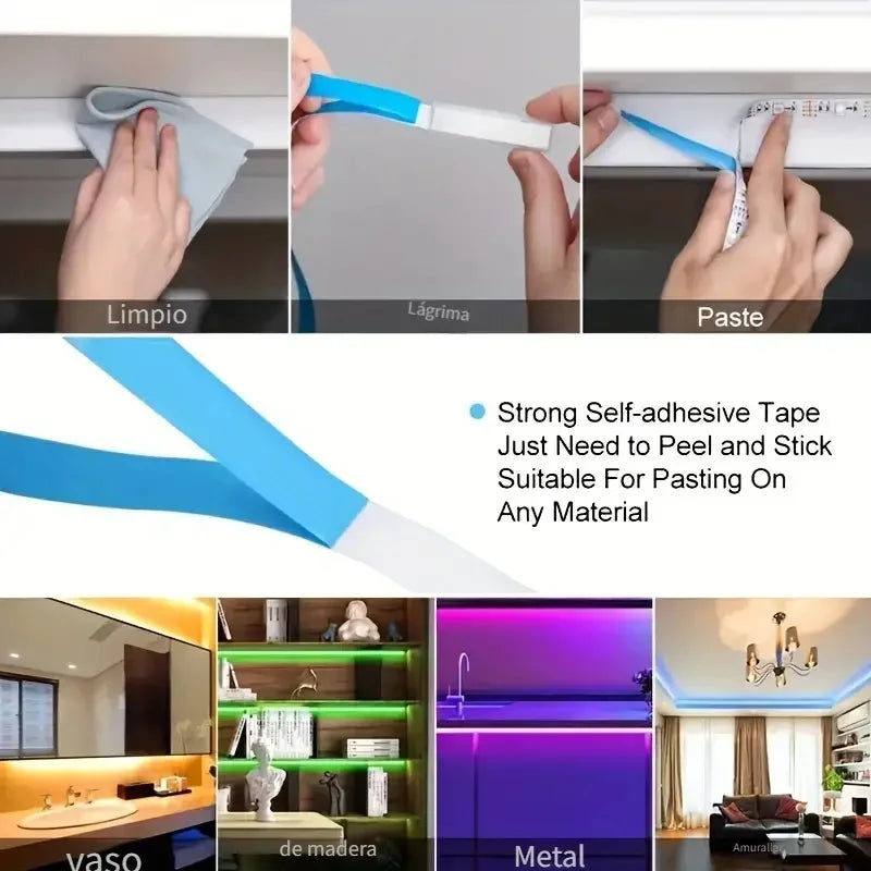 RGB LED Strip Light SMD 5050 with USB Remote And APP Control Flexible Tape Diode Ribbon for TV Backlight Living Room Bedroom Vue