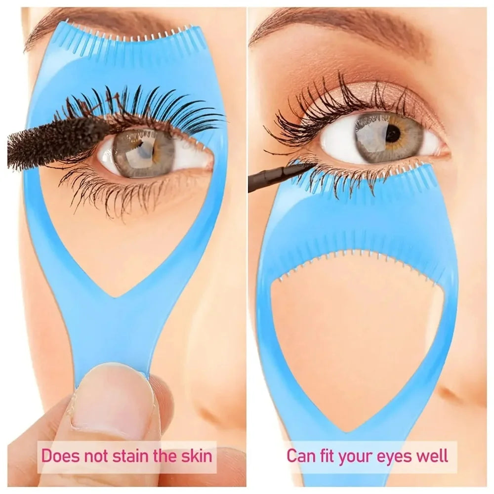 3 in 1 Mascara Applicator Template with Eyelash Curler Guard and Case Eyeliner Holder Eyelash Aid Eyebrow Drawing Assistant Tool Vue