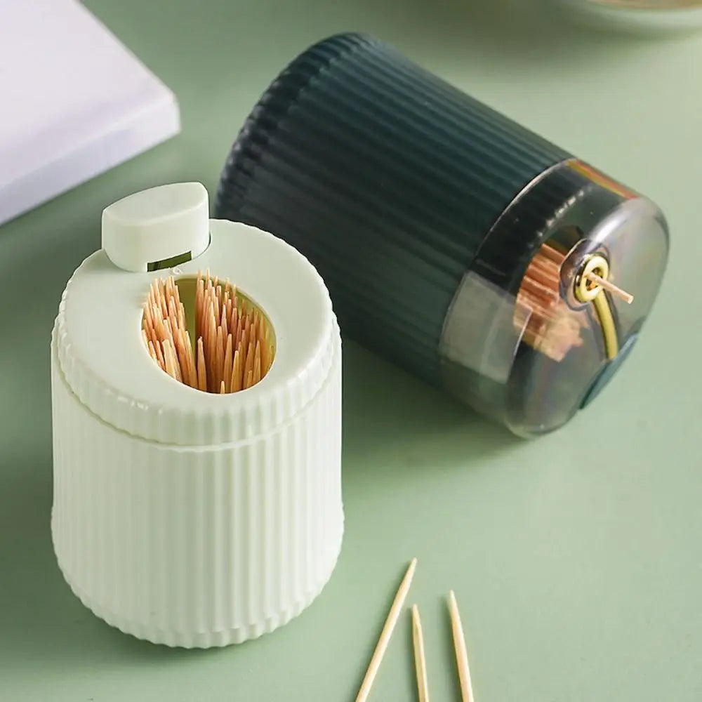 Automatic Toothpick Storage Box Push Type Hygienic Tooth Pick Containers Portable Large Capacity Toothpick Dispenser Home Use Vue