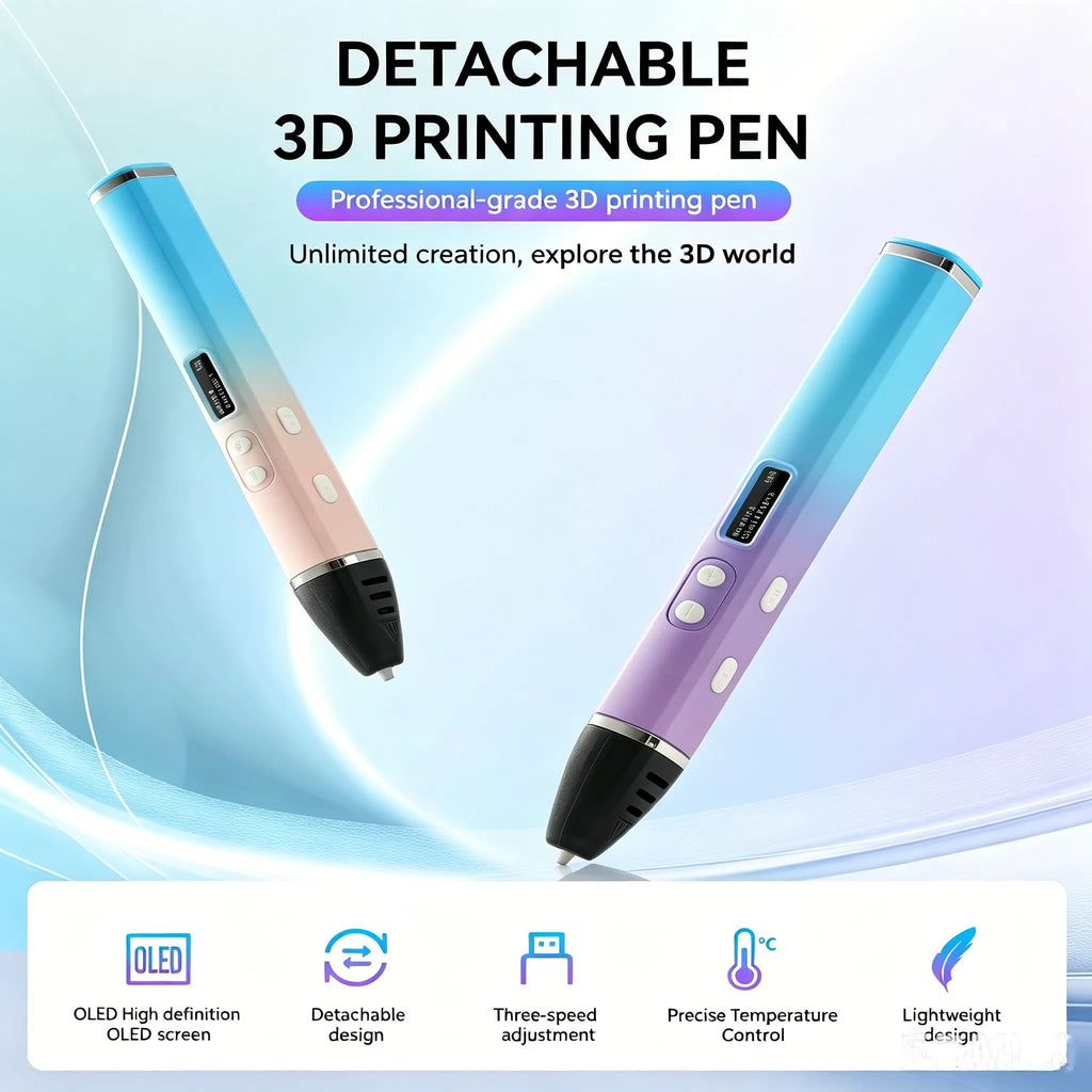 3D Doodle Pen OLED Display,3 Adjust Speed,Detachable Type-C,40 Colors PLA Filament 3D Printing Pen Kids DIY Craft Holiday Gifts Vue