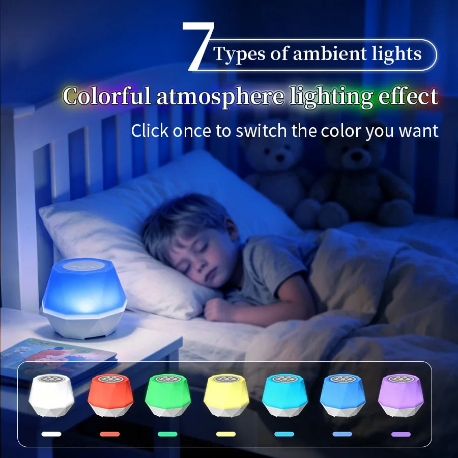 Rechargeable White Noise function Night Light 7 Colors Baby Sleep Soother 10 Nature Sounds Timer Nursery Bedside Lamp Kids Gift Vue