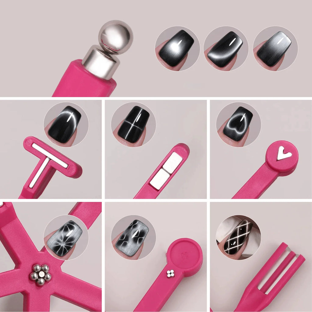 Nail Art Cat's Eye Magnet, Multi-functional Pattern Crystal Stone Magnetic Strip Stick, Cylindrical Magnet Tool Vue