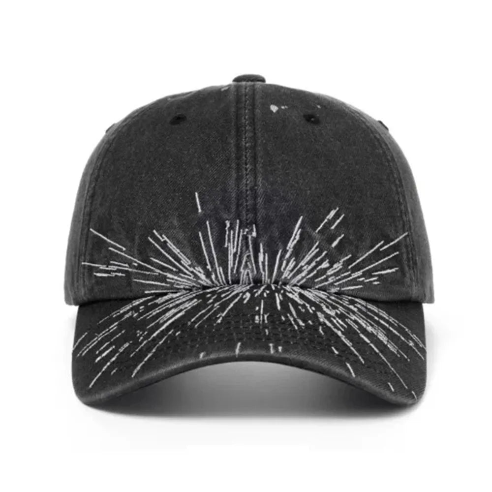 Printed Design Washed Cotton Baseball Cap Soft Adjustable Distressed