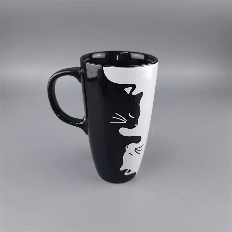 Ceramic Cat Large Capacity Mug Cute High Aesthetic Porcelain Coffee Cup For Home Office Desk Cat Lovers Gift For Women Teens Vue