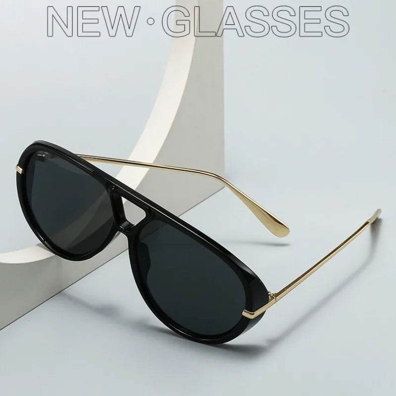 Oversized Double Bridge Pilot Sunglasses UV400 Gradient Fashion Sunglasses Vue