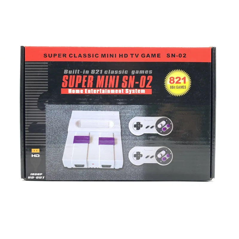 Retro Game For Snes 8 Bit Games Retro Mini TV Video Game Console With 821 Built-in Games For Snes Two Gamepads AV Out Vue