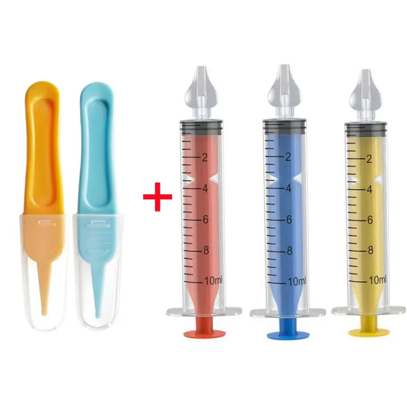 vvocci Nasal Professional Baby Aspirator with Nose Cleaning Tweezers Set Syringe Nasal with Tweezers for Newborn Infants Kids Vue B392 5PC Set B