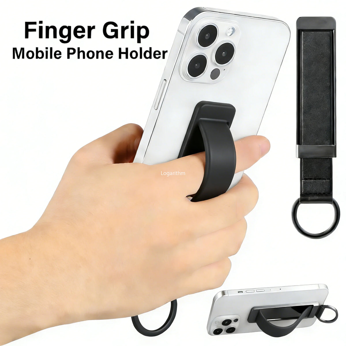 Wrist Band + Finger Grip 2-in-1 Phone Holder, Sticky Socket Stand Compatible with iPhone 12-17/Xiaomi Vue