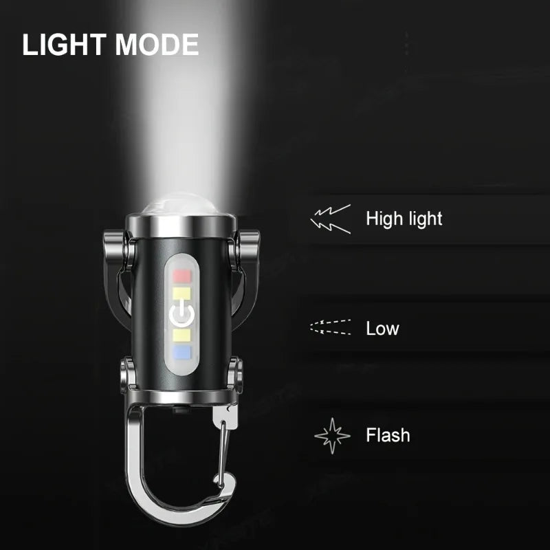 1-10PCS Rechargeable Mini Keychain Light Carabiner Small Pocket Flashlight for Outdoor Hiking Emergency Key Ring Vue