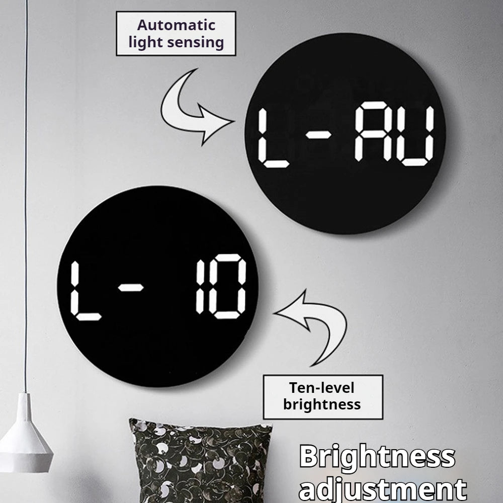 10Inch LED Digital Wall Clock with Remote Control Temperature Humidity Date Week Display Countdown Timing Electronic Alarm Clock Vue
