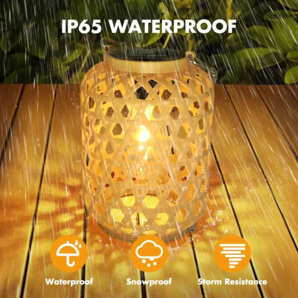 Waterproof Rattan Solar Lanterns Soft Light Rechargeable Solar Bulb Lights Bamboo Weaving Elegant Design Woven Solar Lamp Vue