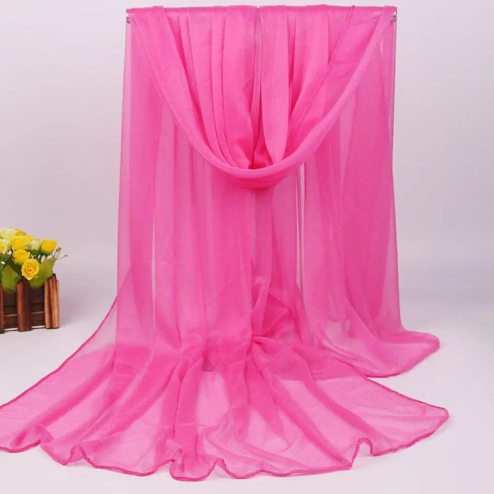 Summer Lightweight Silk Scarf Soft Anti-UV Shawls Breathable Pashmina Vue Rose red