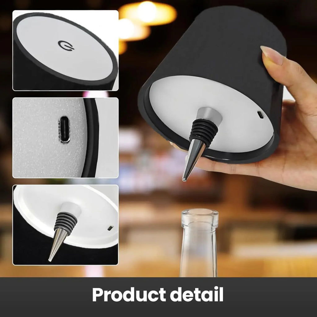 Wireless Bottle Table Lamp Touch Control 3 Colors and Stepless Dimming Night Lamp for Outdoor Bar Wine Bottles Decor Desk Lights Vue