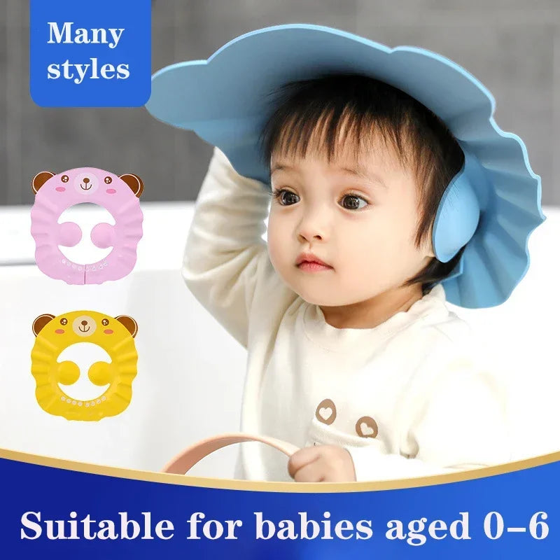 Shampoo Bathing Shower Baby Soft Cap Adjustable Hair Wash Hat for Kids Ear Protection Safe Children Shower Protect Head Cover Vue