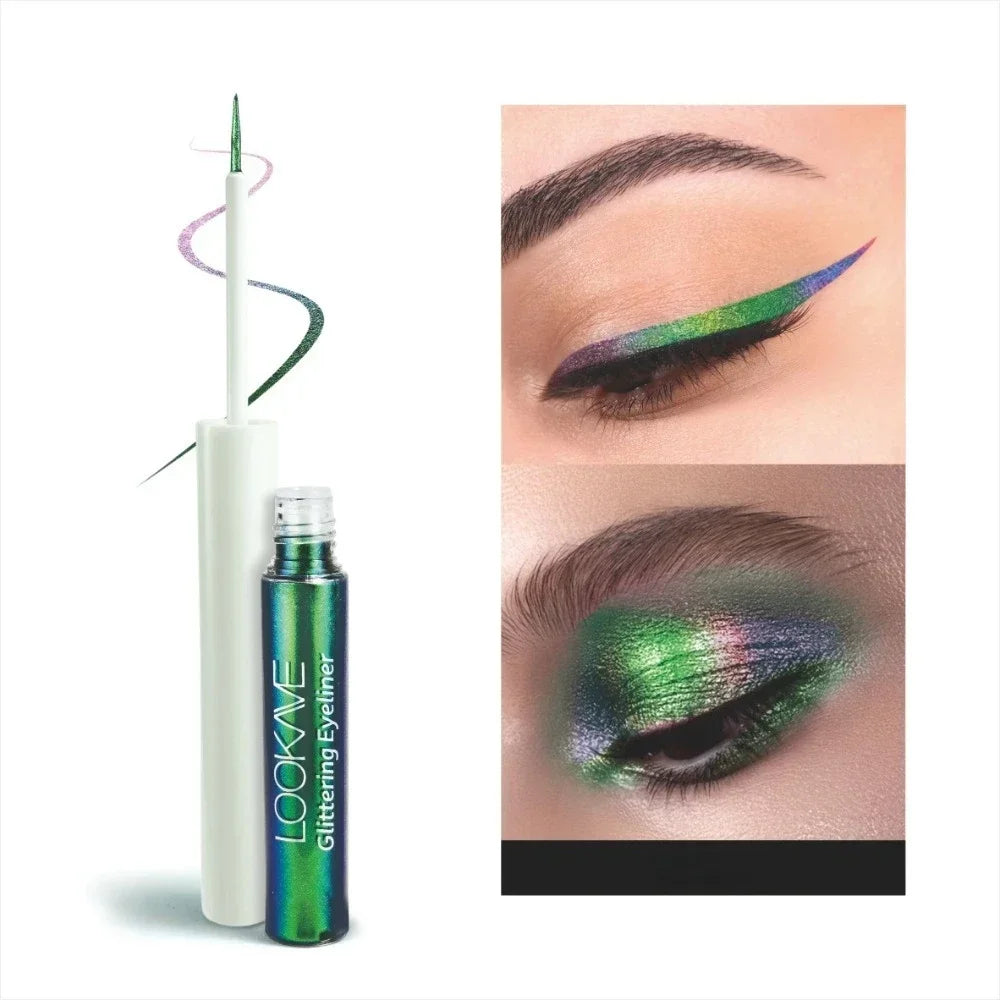 Shiny Chameleon Green Liquid Eyeliner Metallic Eyeshadow Multicolor Eye Liner Pearlescent Polarized Glitter Eye Pigment Makeup Vue