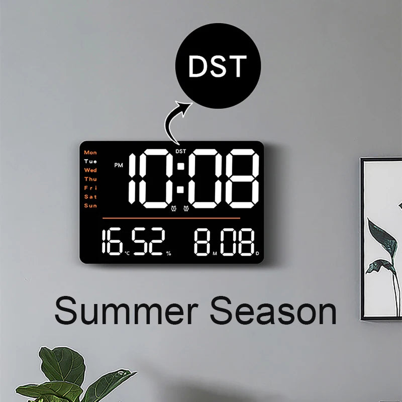 Multifunctional Wall Clock Simple Large Screen LED Living Room Clock Temperature Hygrometer Clock Timing Countdown with Remote Vue