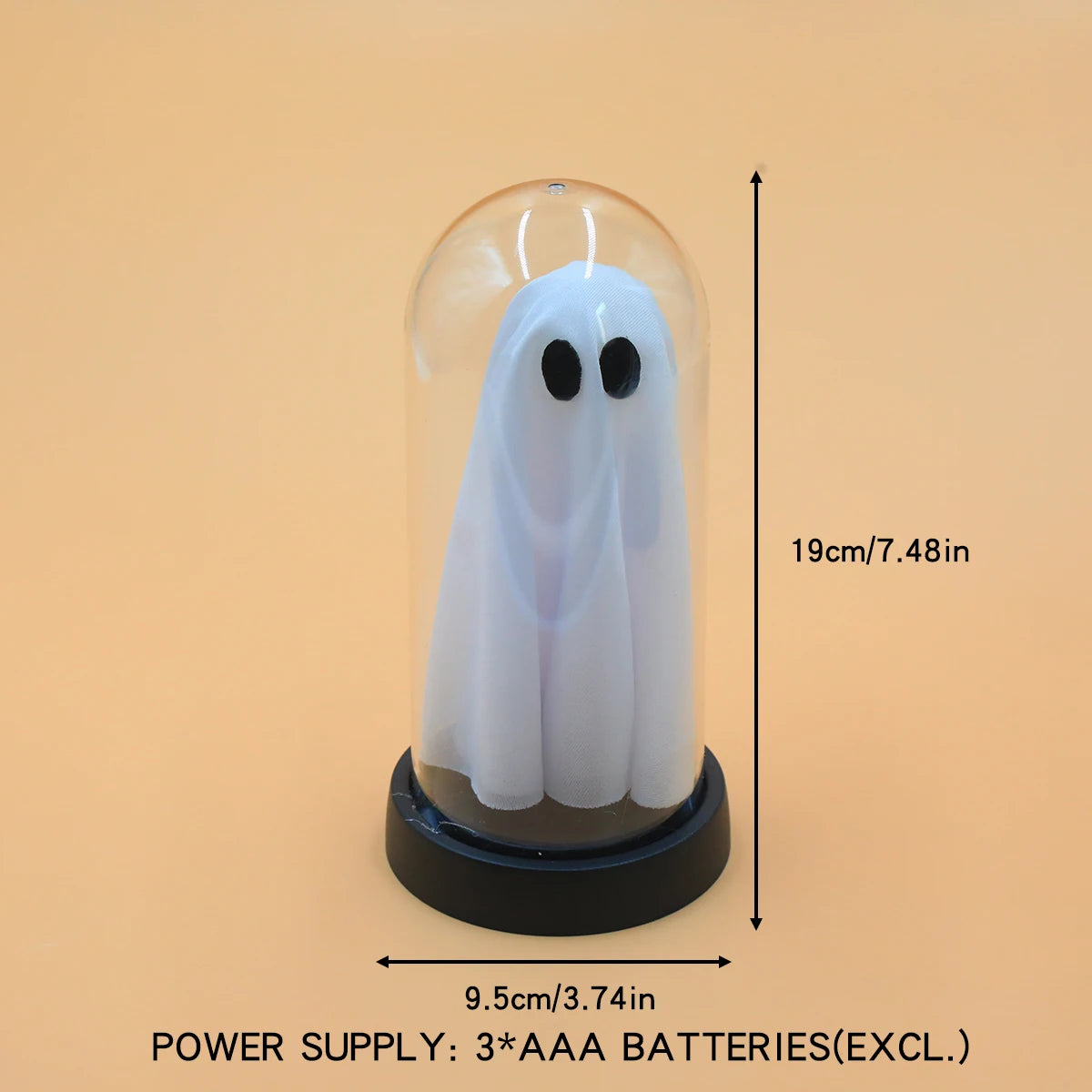 Cute Spooky Ghost LED Decorative Table Light, Glass Dome Halloween Night Light for Bedroom Desk Kids Room Holiday Decor Vue