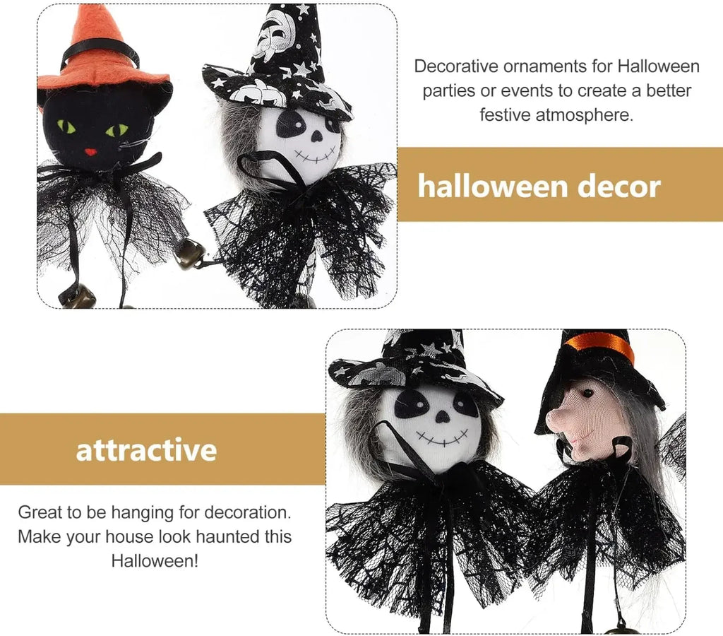 1-10PCS Halloween Witch Cat Pumpkin Ghost Hanging Pendant Scary Decor for Party Bar Haunted House Ornament Set Vue