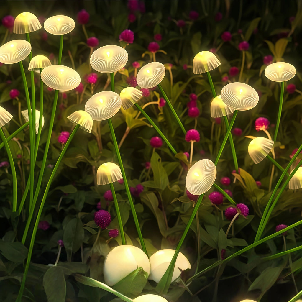 New Solar 6/8/10 LED Jellyfish Mushroom Lights, Creative Garden Decor - Adjustable Steady/Flash Modes, Perfect for Patio, Garden Vue